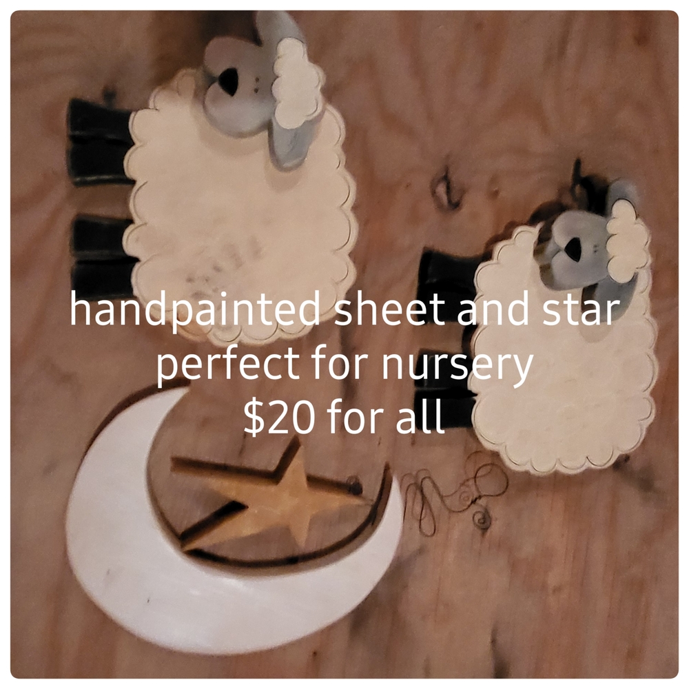 Handcrafted Sheep and Star Nursery Decor
